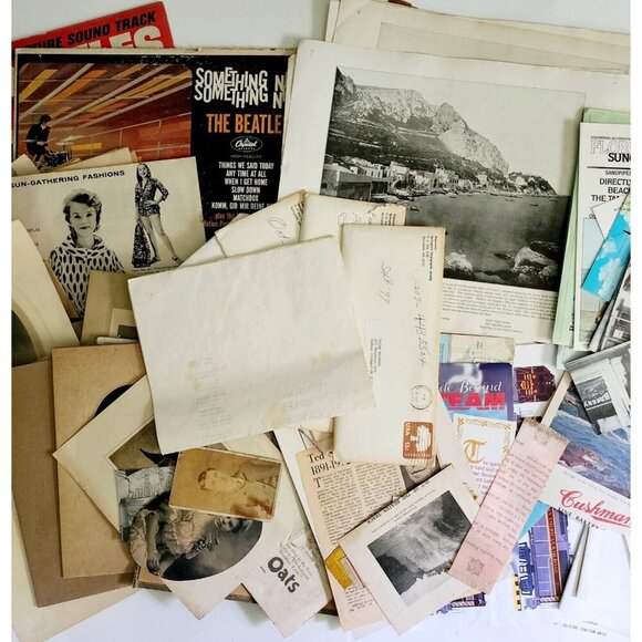 HUGE Bulk Ephemera Lot Of 150 Pcs Victorian Vintage Photos Maps Ads Movie INVRMZ - Picture 1 of 15